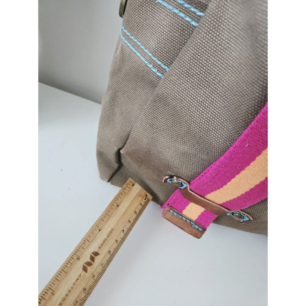 VTG 90s GAP 1969 Canvas‎ Brown Leather Y2K Tote Carry All Bag Handbag Shopper
